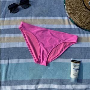 Aerie Pink Bikini Bottom Sz M NWT Swim Brief Mid-Rise Stretch Solid Swimwear